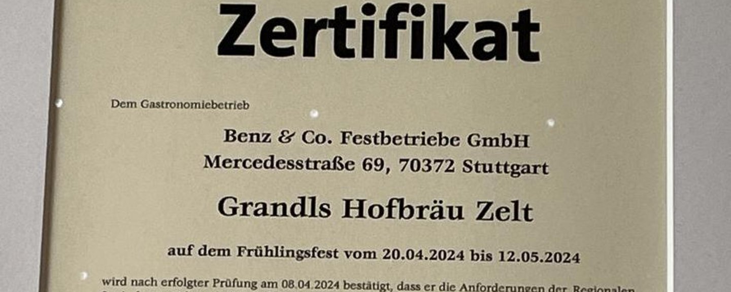 Grandls Hofbräu Zelt erhält Auszeichnung